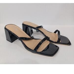 Womens Vivian Backless Sandal dual straps slide Black Size 10